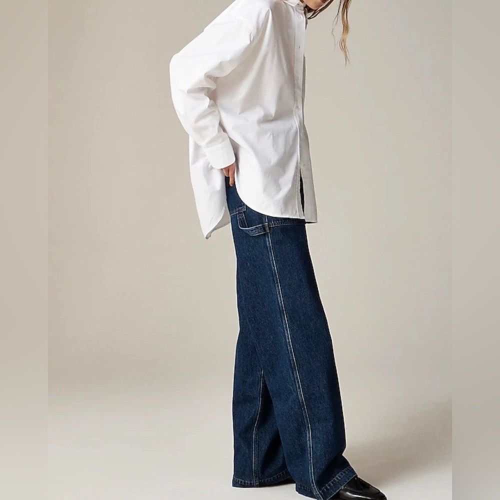 J. Crew Etienne Oversized White Button-Up in Cotton Poplin NEW White Large $98 - Picture 5 of 5
